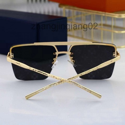 Designer Lvse Blue Metal Square Polarized Sunglasses for Men and Women