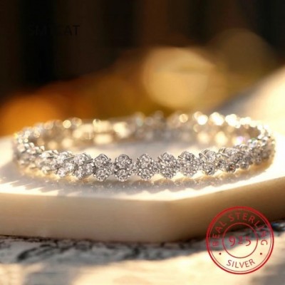 White Gold Gothic Link Bracelet with Lab-Grown Diamonds for Women