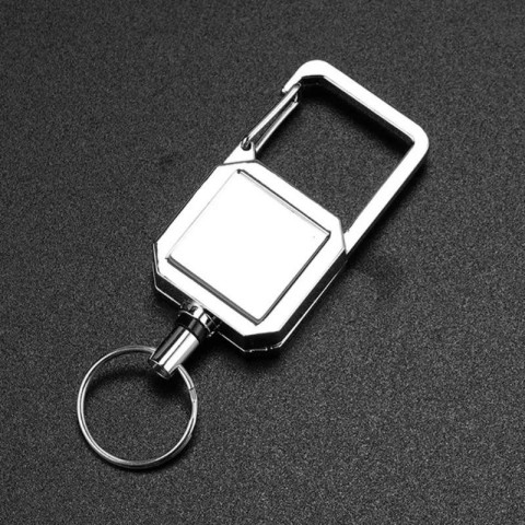 Retractable Key Ring for Boys - Easy-to-Pull Black Zinc Plated Keychain