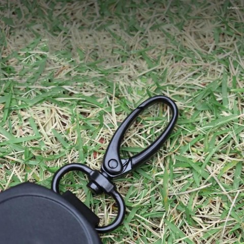 Retractable Key Ring for Boys - Easy-to-Pull Black Zinc Plated Keychain