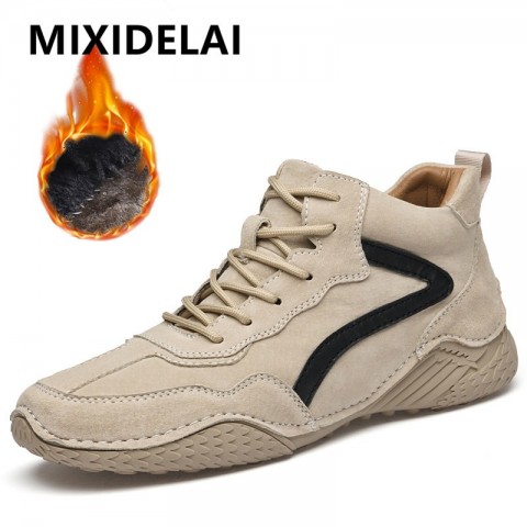 Brand Winter Ankle Boots for Men - Genuine Leather, Warm & Comfortable