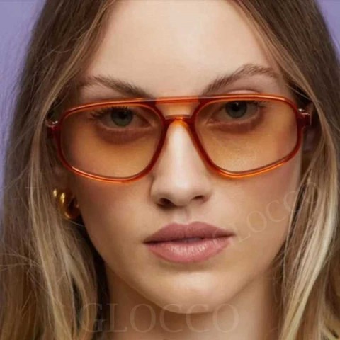 Luxury Men's Vintage Square Sun Glasses with Double Bridges, Leopard Brown Gradient Frames
