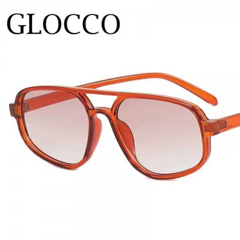Luxury Men's Vintage Square Sun Glasses with Double Bridges, Leopard Brown Gradient Frames