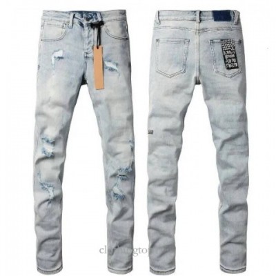 Ksubi Men's Skinny Hole Ripped Biker Jeans - Luxury Slim Fit
