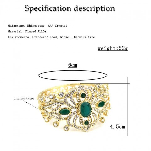 Sunspicems 18K Gold-Toned Crystal Moroccan Cuff Bangle for Women