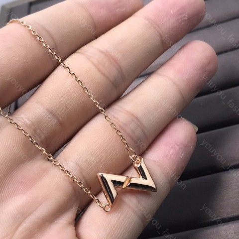 Luxury Rose Gold Pendant Necklace for Women by L - High-Quality 925 Silver with Elegant Letters Design
