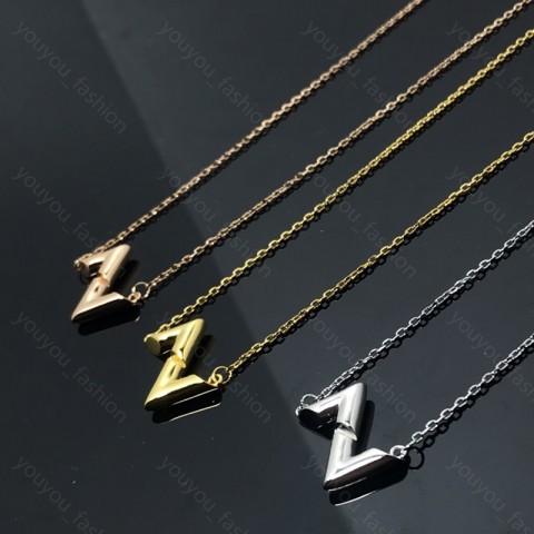 Luxury Rose Gold Pendant Necklace for Women by L - High-Quality 925 Silver with Elegant Letters Design