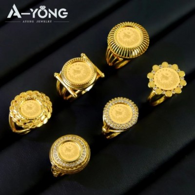Tension Setting Dubai Gold Plated 21k Fashion Couples Wedding Rings for Women