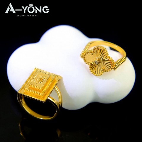 Tension Setting Dubai Gold Plated 21k Fashion Couples Wedding Rings for Women