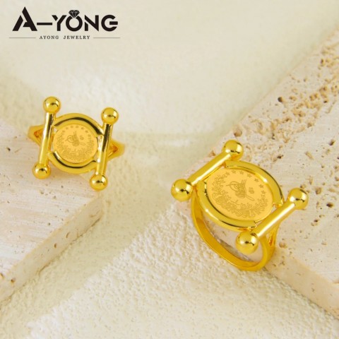 Tension Setting Dubai Gold Plated 21k Fashion Couples Wedding Rings for Women