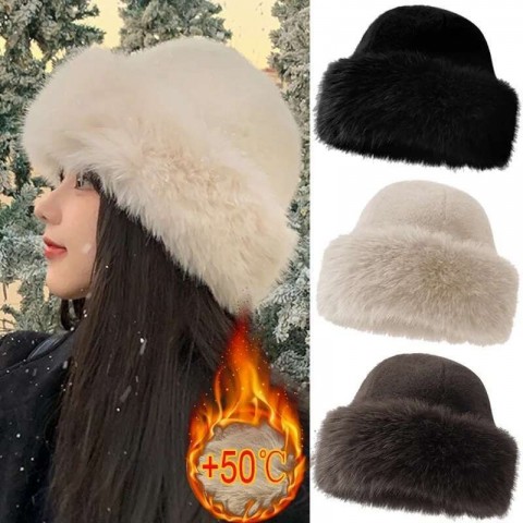 Warm Fluffy Winter Cap for Women - Bear Pattern Plush Ear Muff