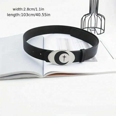 Moon Belts Y2K Retro Black Women's Versatile Casual College Style Daily Commute Fashion Accessory Valentine's Day Gift J250106