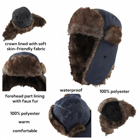 Connectyle Warm Trapper Hat with Faux Fur Ear Flaps - Men's Winter Ski Hat