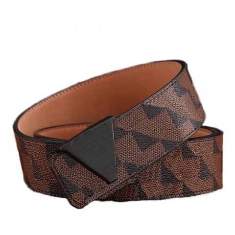 Luxury Men's Designer Black Leather Belt with Plated Gold Buckle
