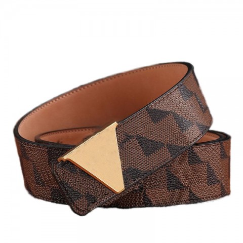 Luxury Men's Designer Black Leather Belt with Plated Gold Buckle