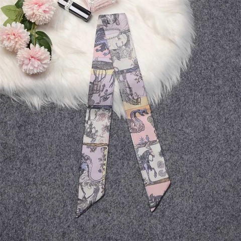 New Lavender Printed Silk Scarf for Women - Ultra Fine & Stylish W250107