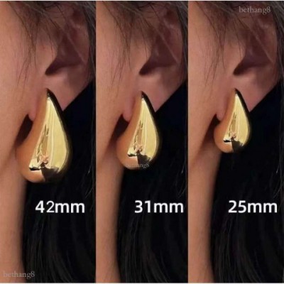Women's Bohemian 18K Gold-Plated Stud Earrings with Shiny Triangular Hoops