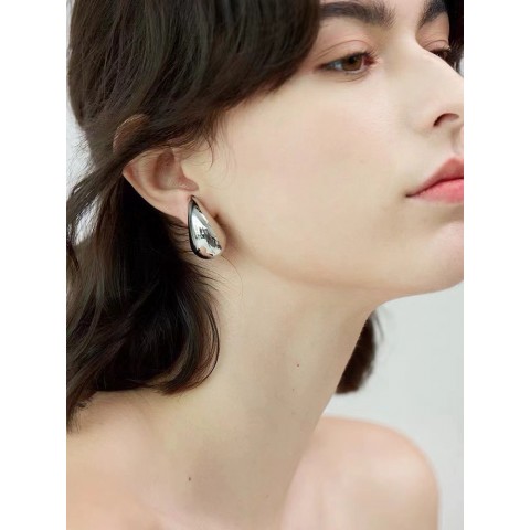 Women's Bohemian 18K Gold-Plated Stud Earrings with Shiny Triangular Hoops