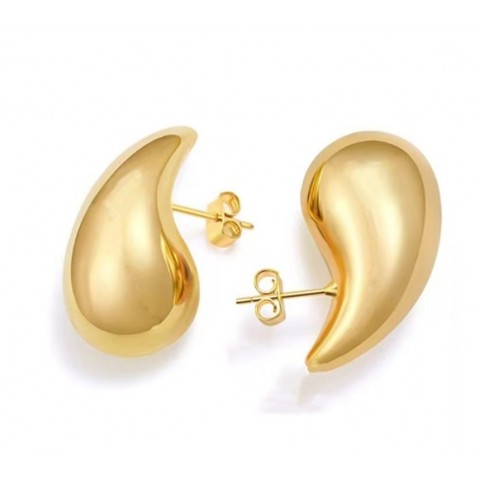 Women's Bohemian 18K Gold-Plated Stud Earrings with Shiny Triangular Hoops