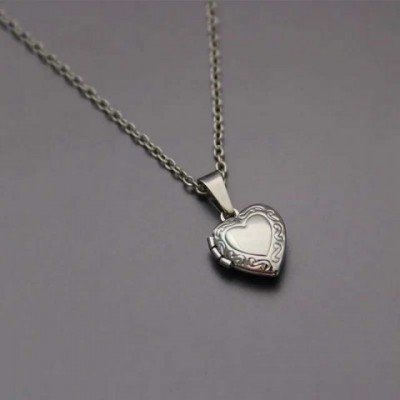 Tiny Heart Floating Locket Necklace for Women & Men by Q240525