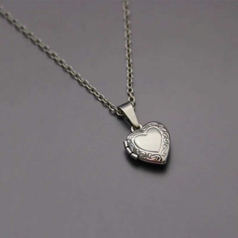 Tiny Heart Floating Locket Necklace for Women & Men by Q240525