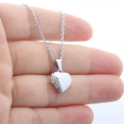 Tiny Heart Floating Locket Necklace for Women & Men by Q240525