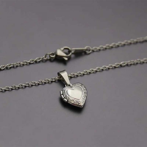 Tiny Heart Floating Locket Necklace for Women & Men by Q240525