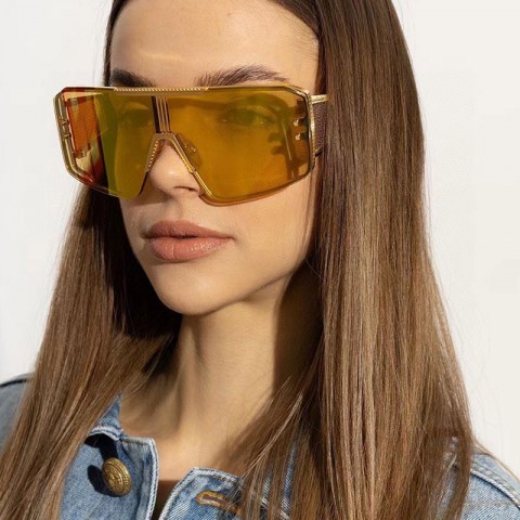 Titanium Designer Oversized Sunglasses - Gold Frame for Men & Women bps146