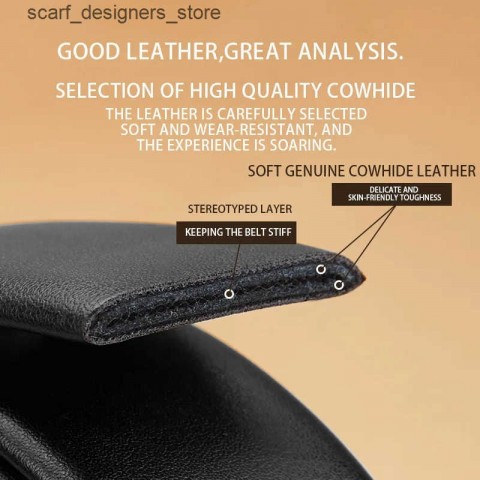 OYYifAN Men's Luxury Automatic Adjustable Business Leather Belt, Golden Dot Resin Buckle