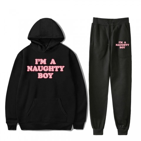 Baylen Levine Naughty Boy Streetwear Logo Rapper Full Sleeve Hoodie Set for Women