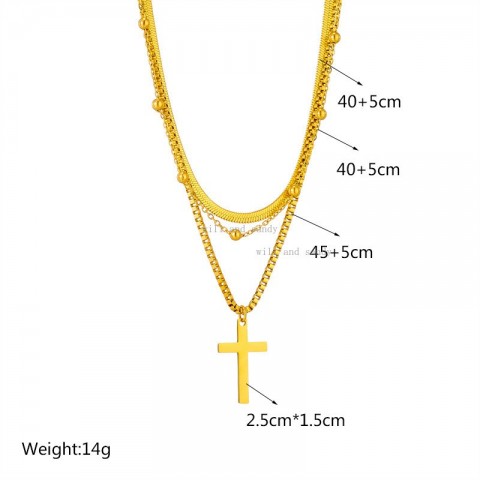 Jesus Cross 18k Gold Plated Pendant Necklace for Women