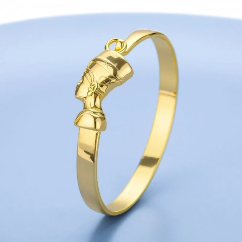 African Inspired Nefertiti Queen Bracelet for Women - Adjustable Stainless Steel Cuff Gift