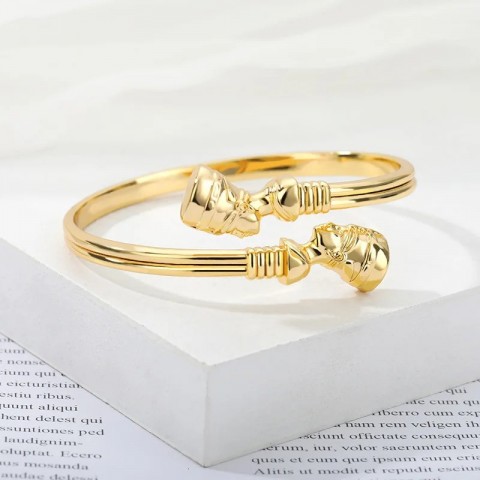 African Inspired Nefertiti Queen Bracelet for Women - Adjustable Stainless Steel Cuff Gift