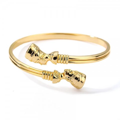 African Inspired Nefertiti Queen Bracelet for Women - Adjustable Stainless Steel Cuff Gift