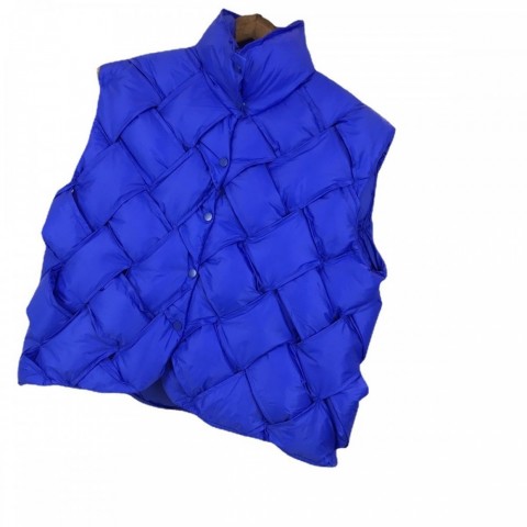 Elegant Women's Autumn-Winter Loose Fit Woven Pattern Warm Puffer Vest