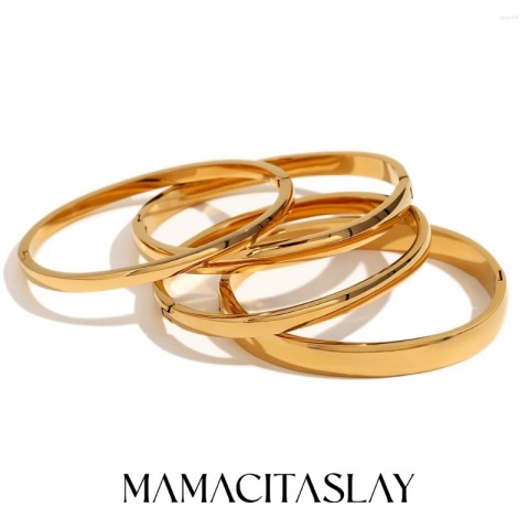 Bangle MamacitaSlay Women's Titanium Gold Plated Bracelet 4mm-8mm