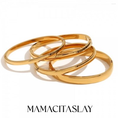 Bangle MamacitaSlay Women's Titanium Gold Plated Bracelet 4mm-8mm