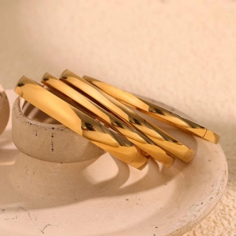 Bangle MamacitaSlay Women's Titanium Gold Plated Bracelet 4mm-8mm