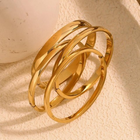 Bangle MamacitaSlay Women's Titanium Gold Plated Bracelet 4mm-8mm