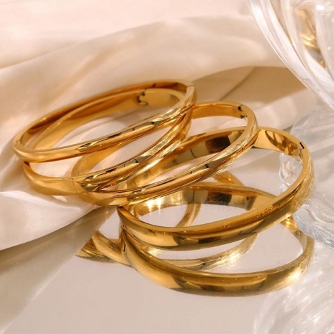 Bangle MamacitaSlay Women's Titanium Gold Plated Bracelet 4mm-8mm
