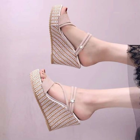 Summer Women's Gladiator Sandals with High Wedge Heels and Open Toe