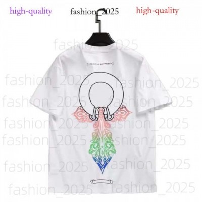 Chrome Men's Anti-Wrinkle Short Sleeve T-Shirt with Horseshoe Sanskrit Cross Design