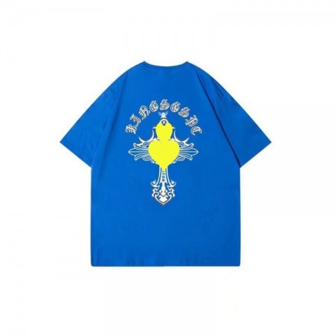 Chrome Men's Anti-Wrinkle Short Sleeve T-Shirt with Horseshoe Sanskrit Cross Design