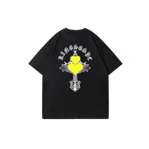 Chrome Men's Anti-Wrinkle Short Sleeve T-Shirt with Horseshoe Sanskrit Cross Design