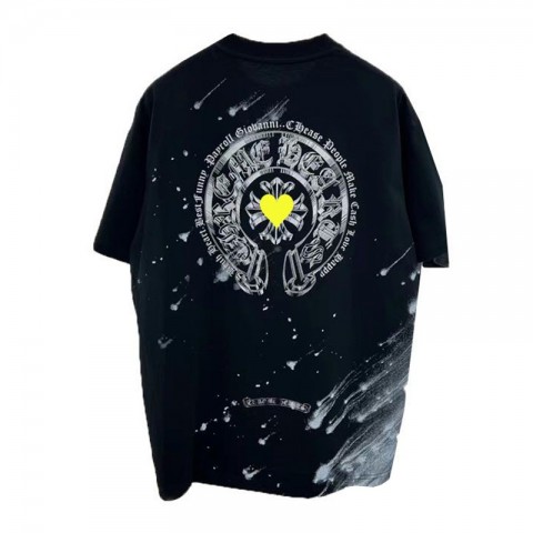 Chrome Men's Anti-Wrinkle Short Sleeve T-Shirt with Horseshoe Sanskrit Cross Design