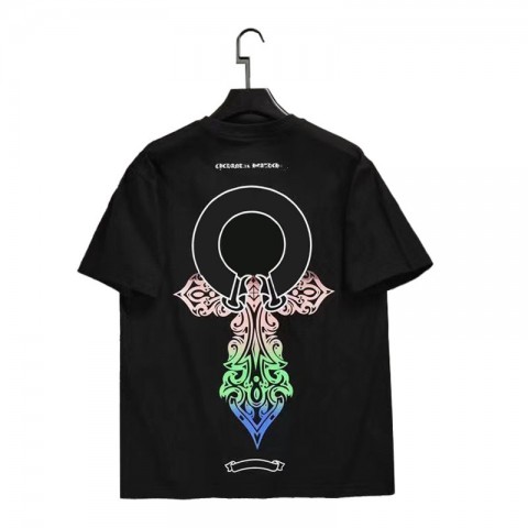 Chrome Men's Anti-Wrinkle Short Sleeve T-Shirt with Horseshoe Sanskrit Cross Design
