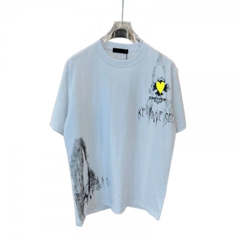 Chrome Men's Anti-Wrinkle Short Sleeve T-Shirt with Horseshoe Sanskrit Cross Design
