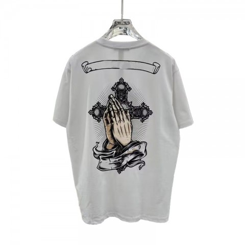 Chrome Men's Anti-Wrinkle Short Sleeve T-Shirt with Horseshoe Sanskrit Cross Design