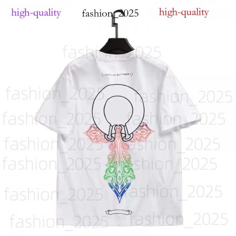 Chrome Men's Anti-Wrinkle Short Sleeve T-Shirt with Horseshoe Sanskrit Cross Design