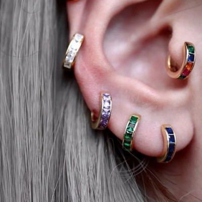 925 Sterling Silver Stud Earrings with Blue Green Zircon for Women and Girls